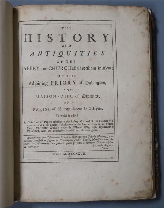 FAVERSHAM: Lewis, John - The history and antiquities of the abbey and church of Favresham in Kent, ... of the adjoining prior of